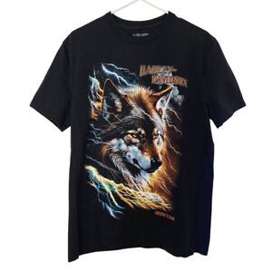 Harley Davidson Wolf Freedom To Roam Black Cotton T-Shirt Men's Size Medium